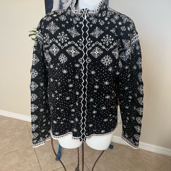 Vintage Obermeyer 1947 Signature Wool Full Zip Cardigan Sweater Jacket - L